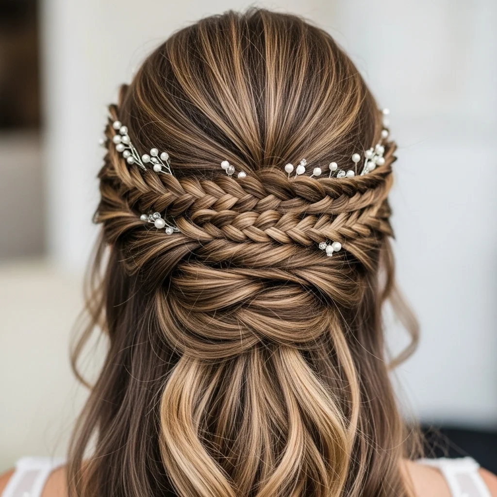 half updo with braids 2