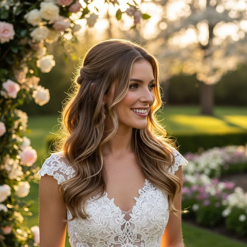 half updo with loose waves