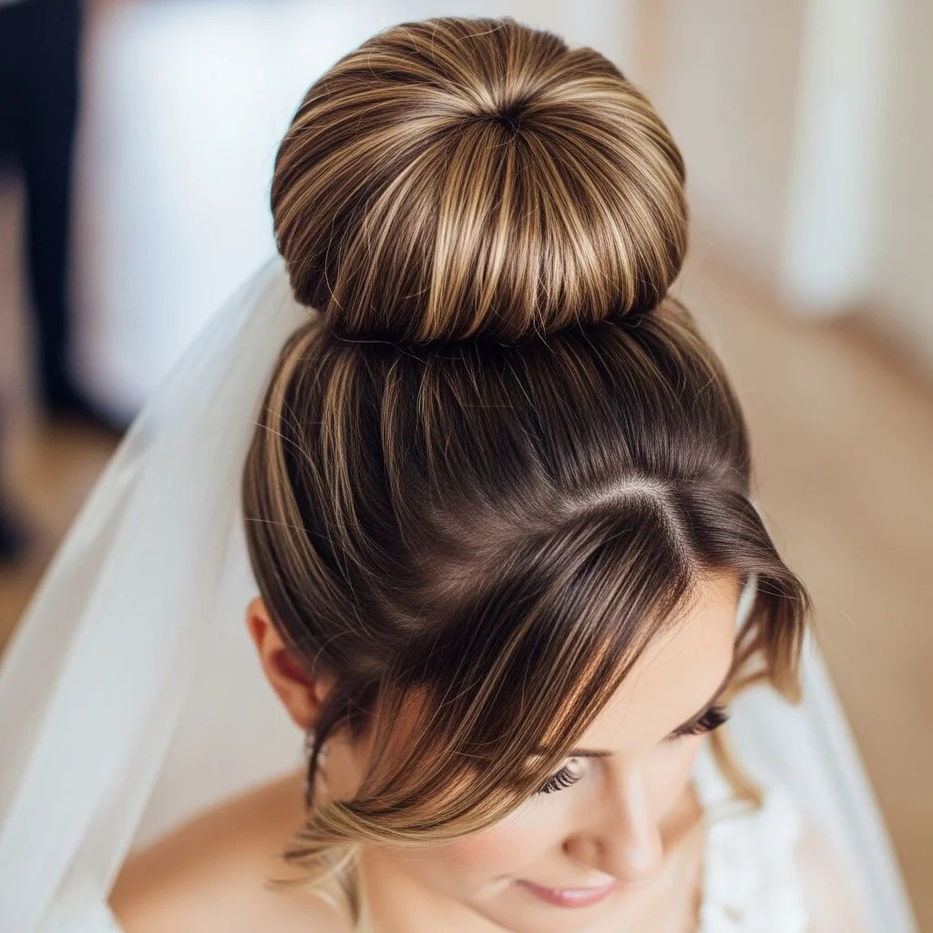 high bun with face framing strands