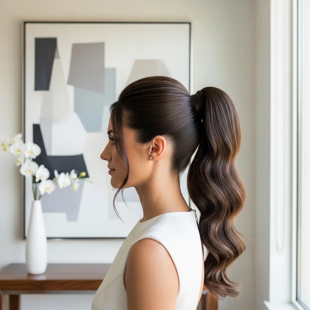 high ponytail with volume 3