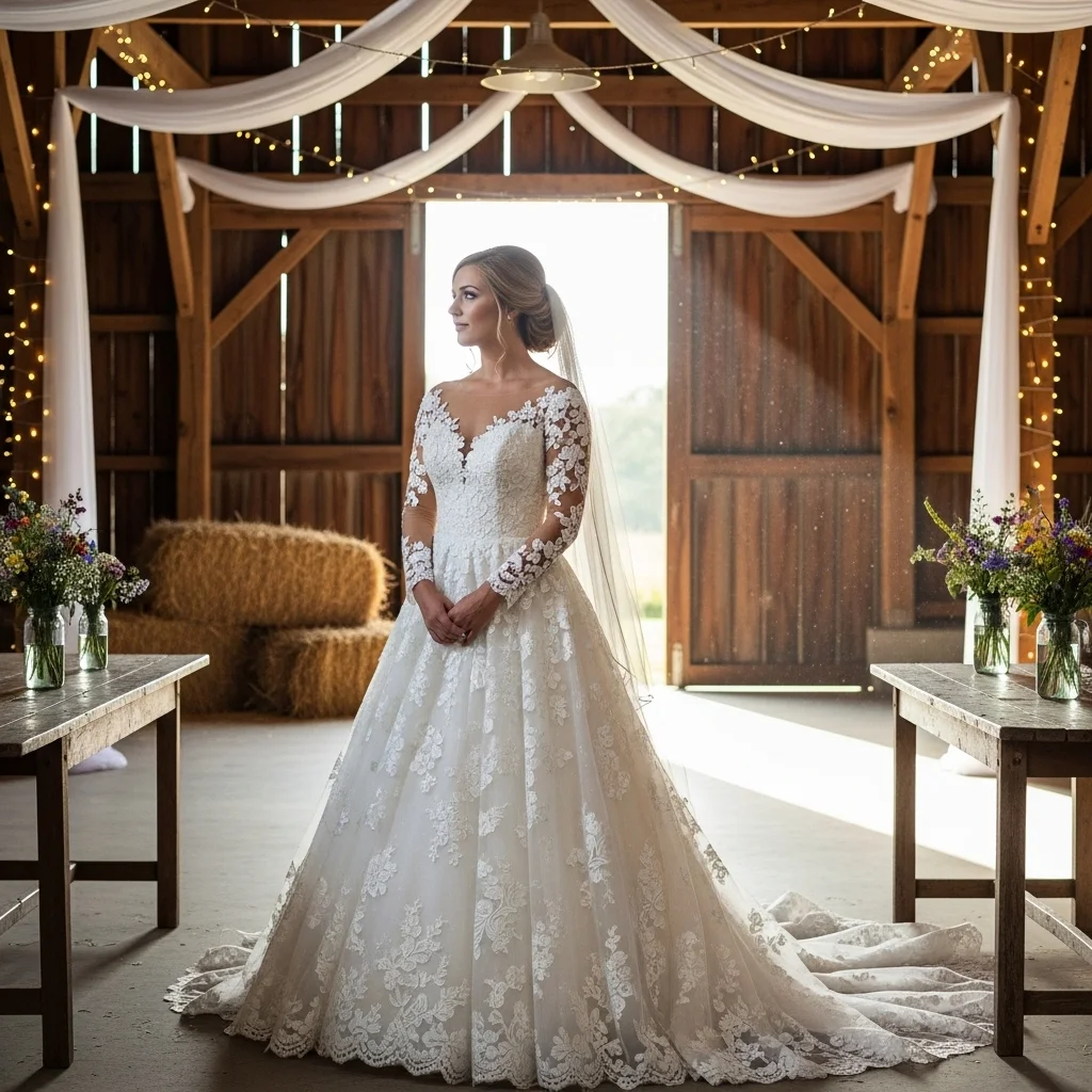 11 Ball Gown Wedding Dresses to Feel Like a Princess 3 lace ball gown with illusion neckline