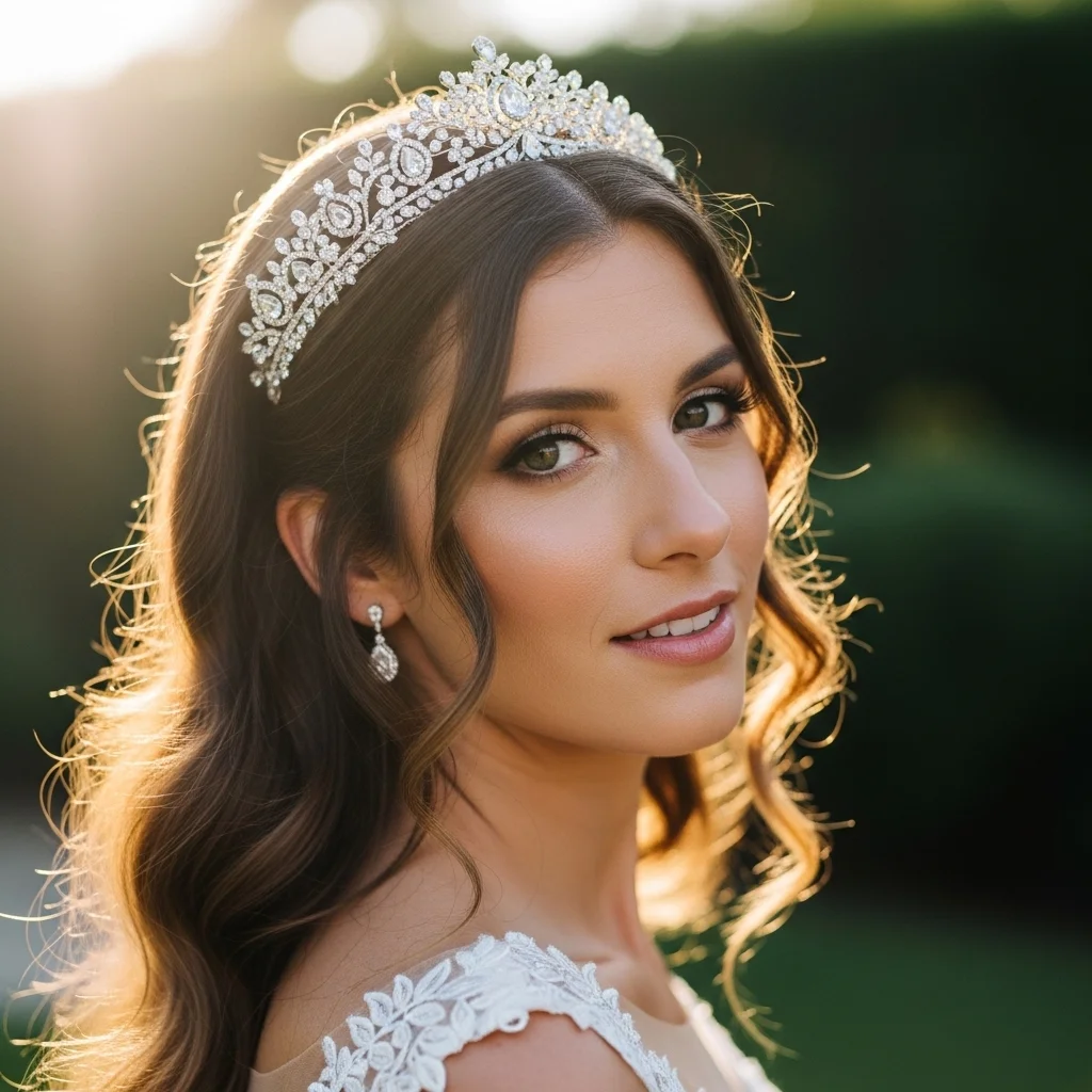 17 Bridal Hairstyles with Crowns 8 loose waves with tiara