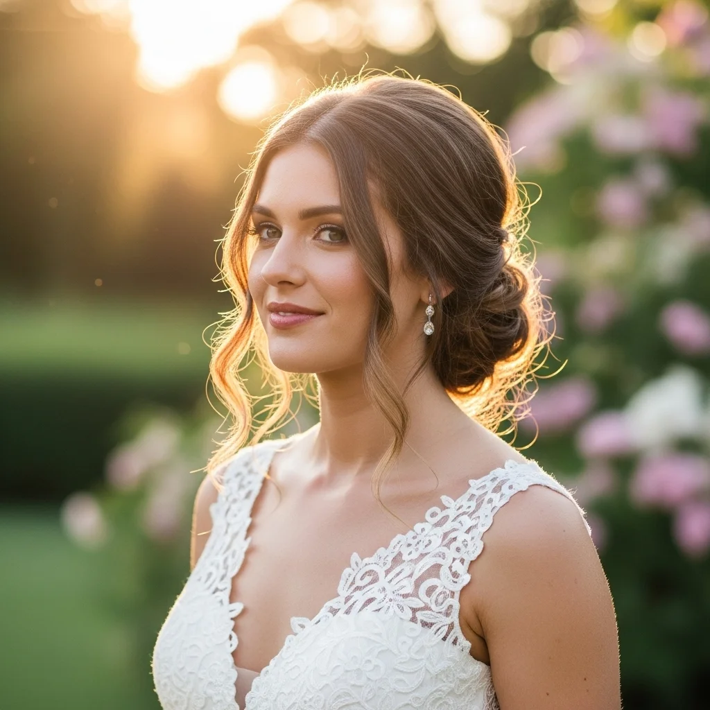 low bun with half up half down style