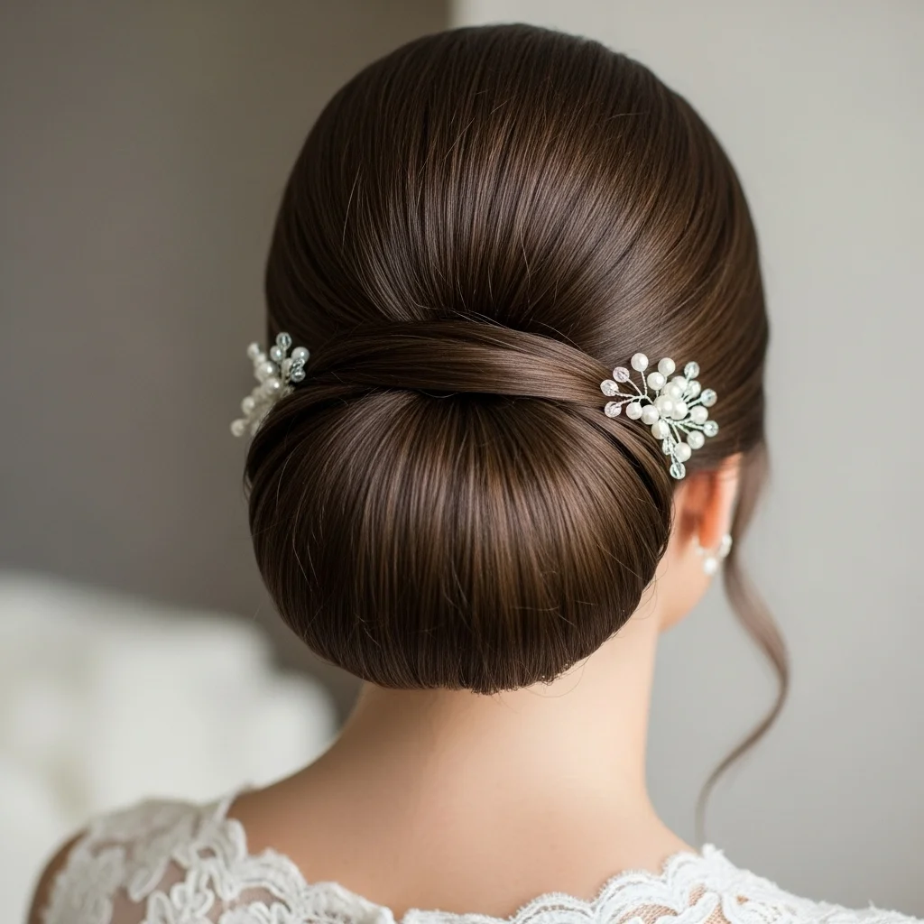 low bun with puff