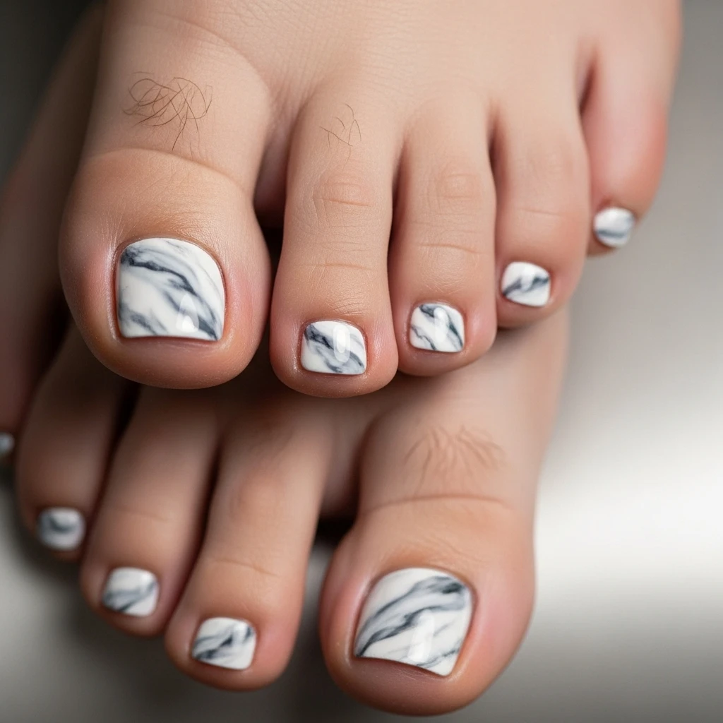 Top 25 Wedding Toe Nail Designs for the Bride: Chic Pedicures for Your Big Day 16 marble effect 6