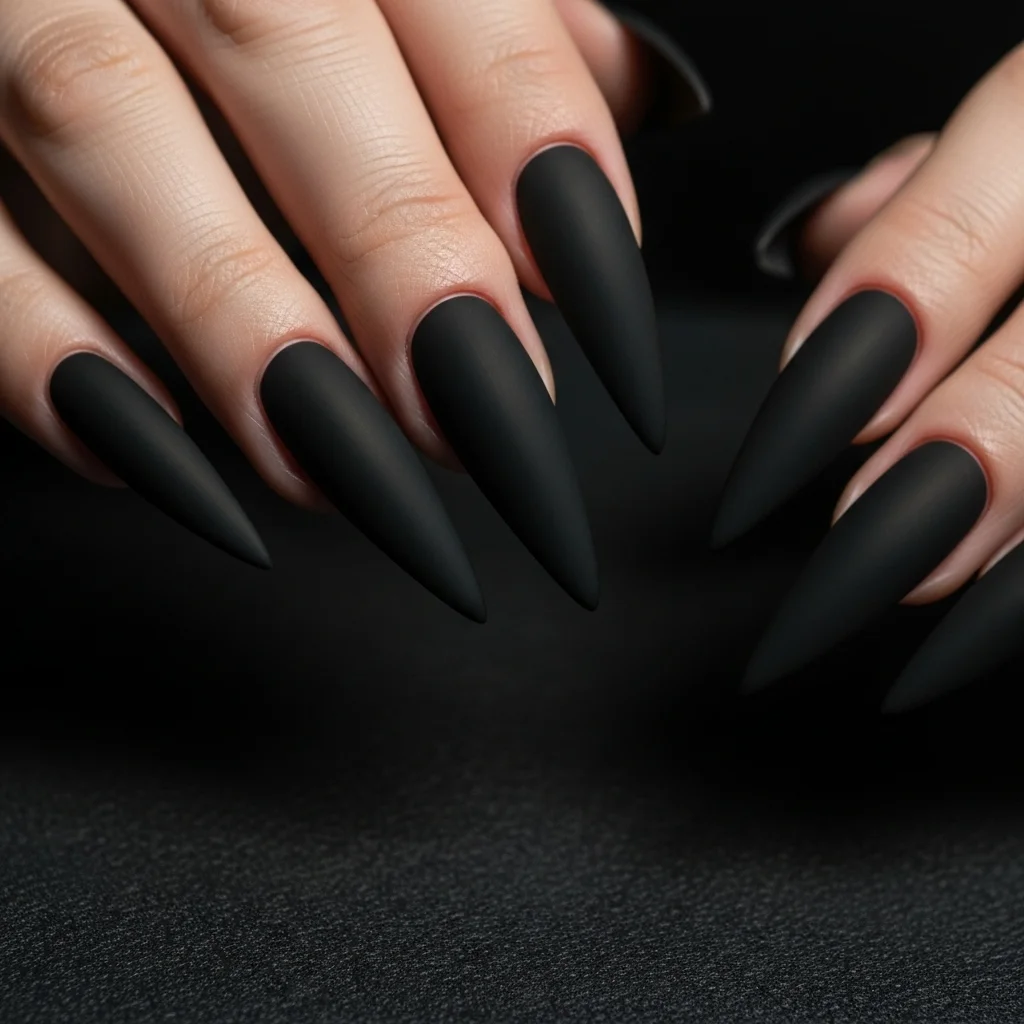 matte black stilettos