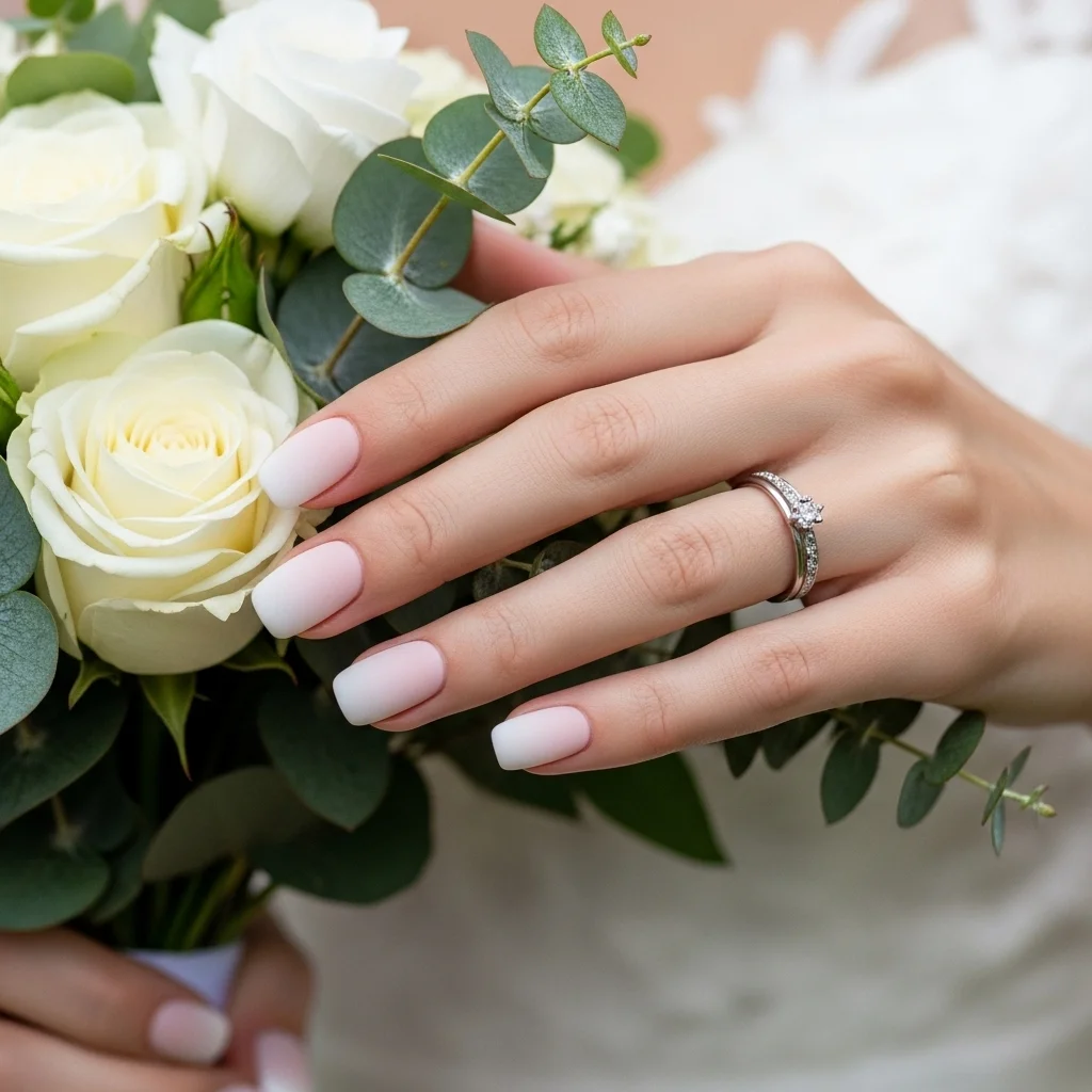 Top11 Breathtaking Wedding Nails Ideas for Brides 12 matte finish ombre
