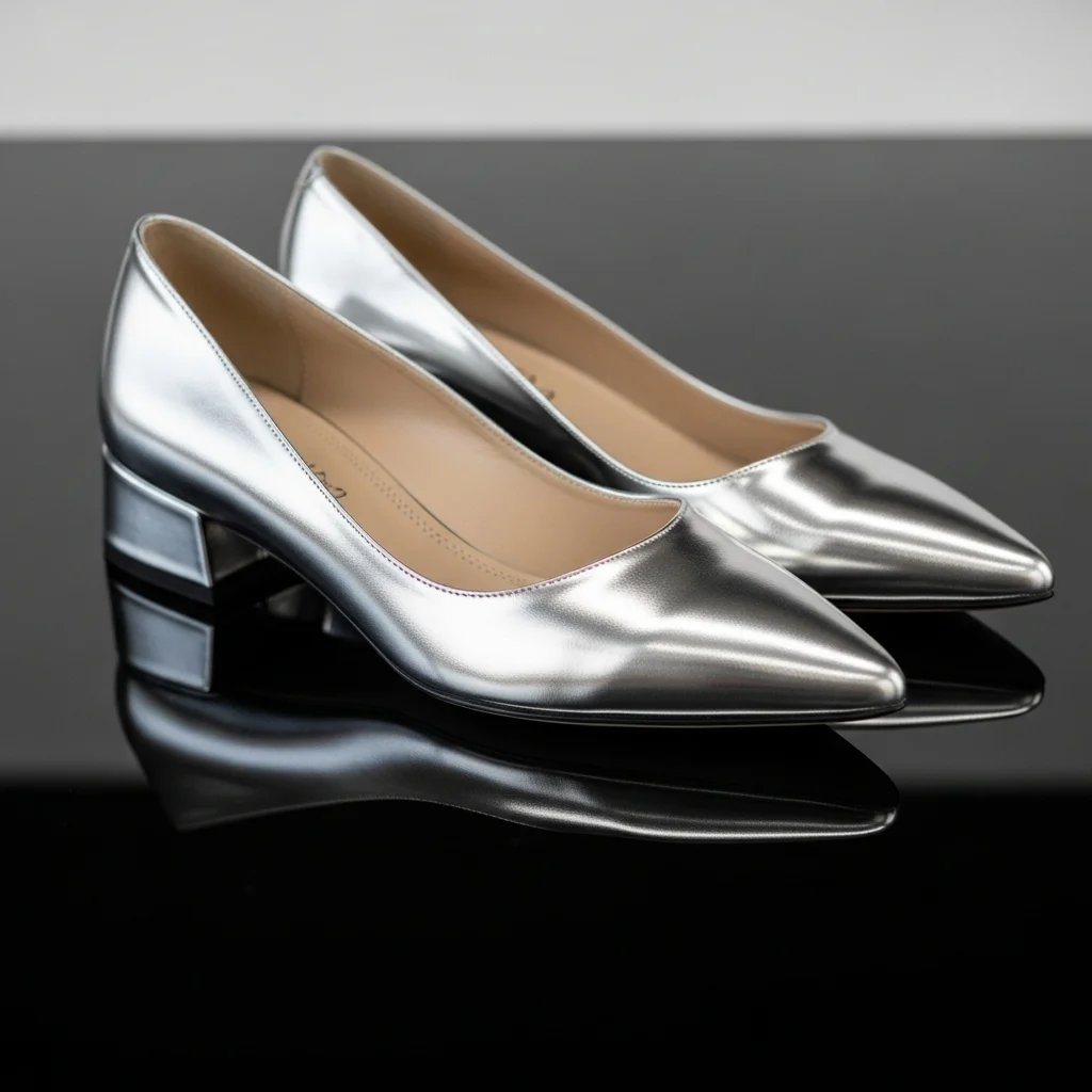metallic leather pumps