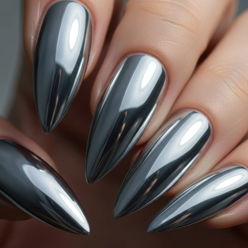 Top 15 Classy Nail Designs to Elevate Your Style 15 metallic silver