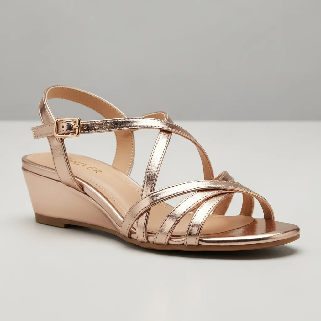 metallic wedge sandals