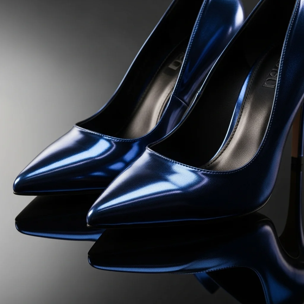 midnight blue metallic heels