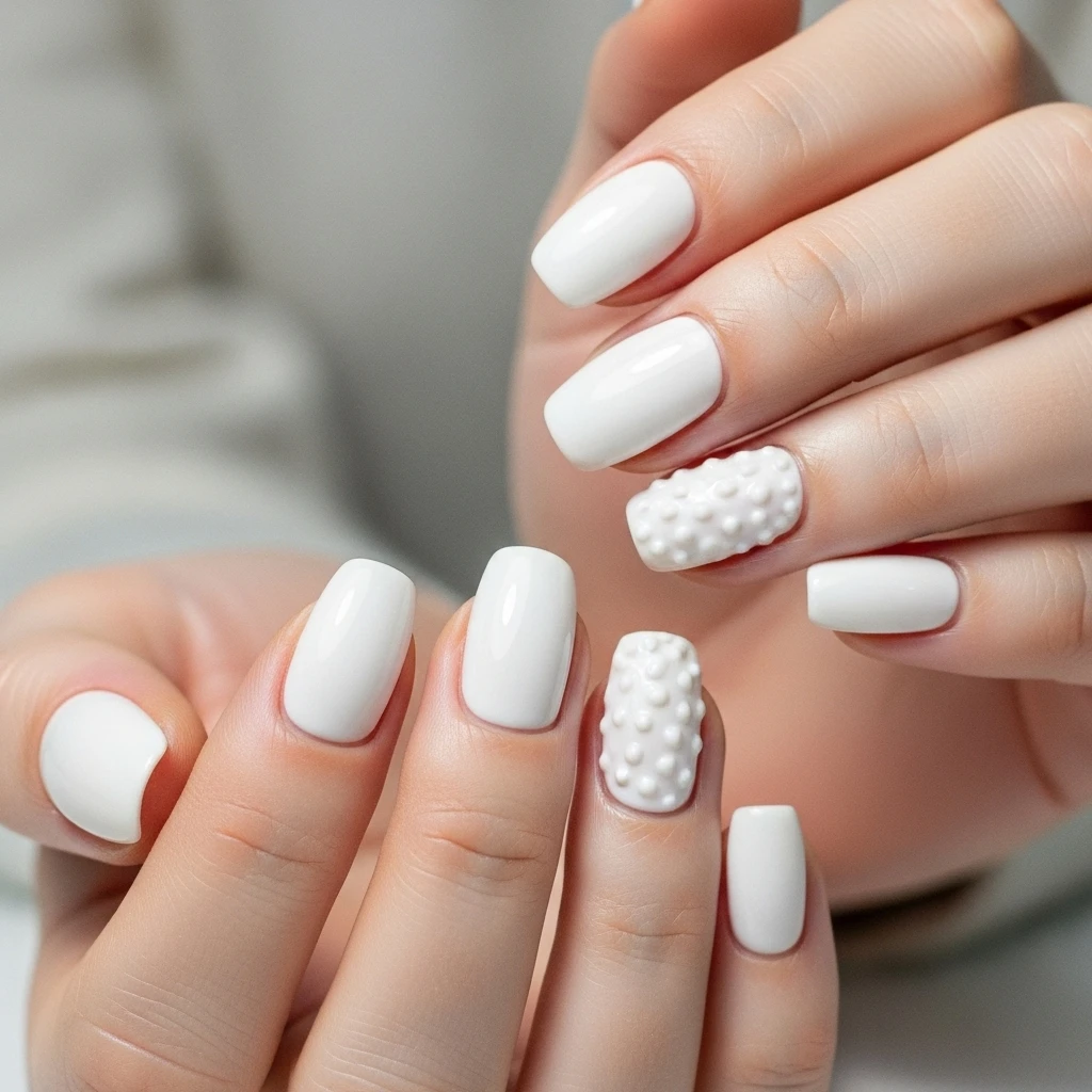 milky white nails