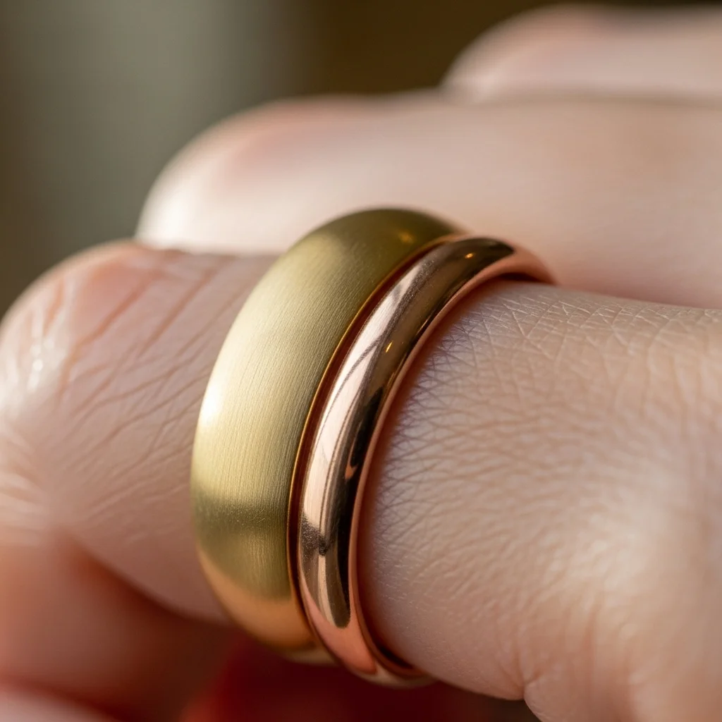 11 Gold Wedding Ring Stack Ideas to Try 3 mixed metal magic rose gold and yellow gold