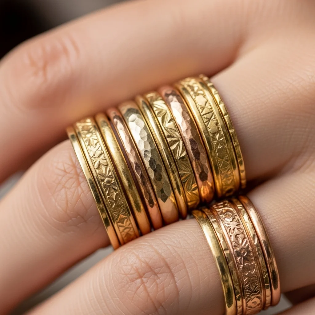 11 Gold Wedding Ring Stack Ideas to Try 12 mixing metals and textures the ultimate stack