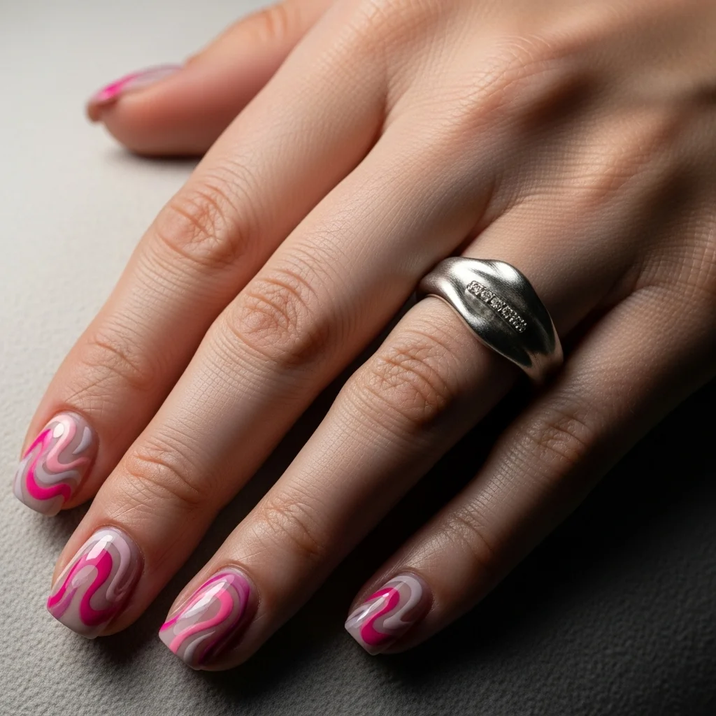 modern abstract pink swirls