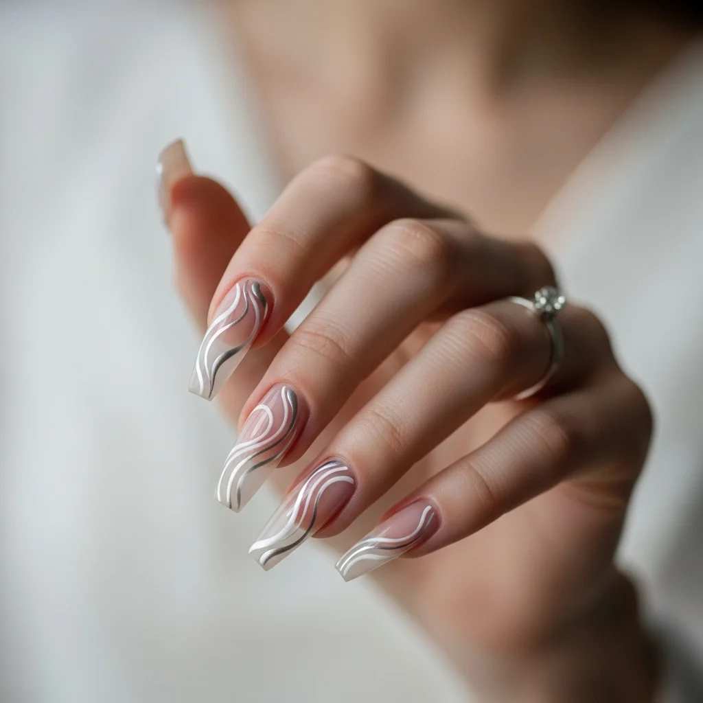 Top 17 Wedding Coffin Nails for the Modern Bride 11 modern abstract swirls