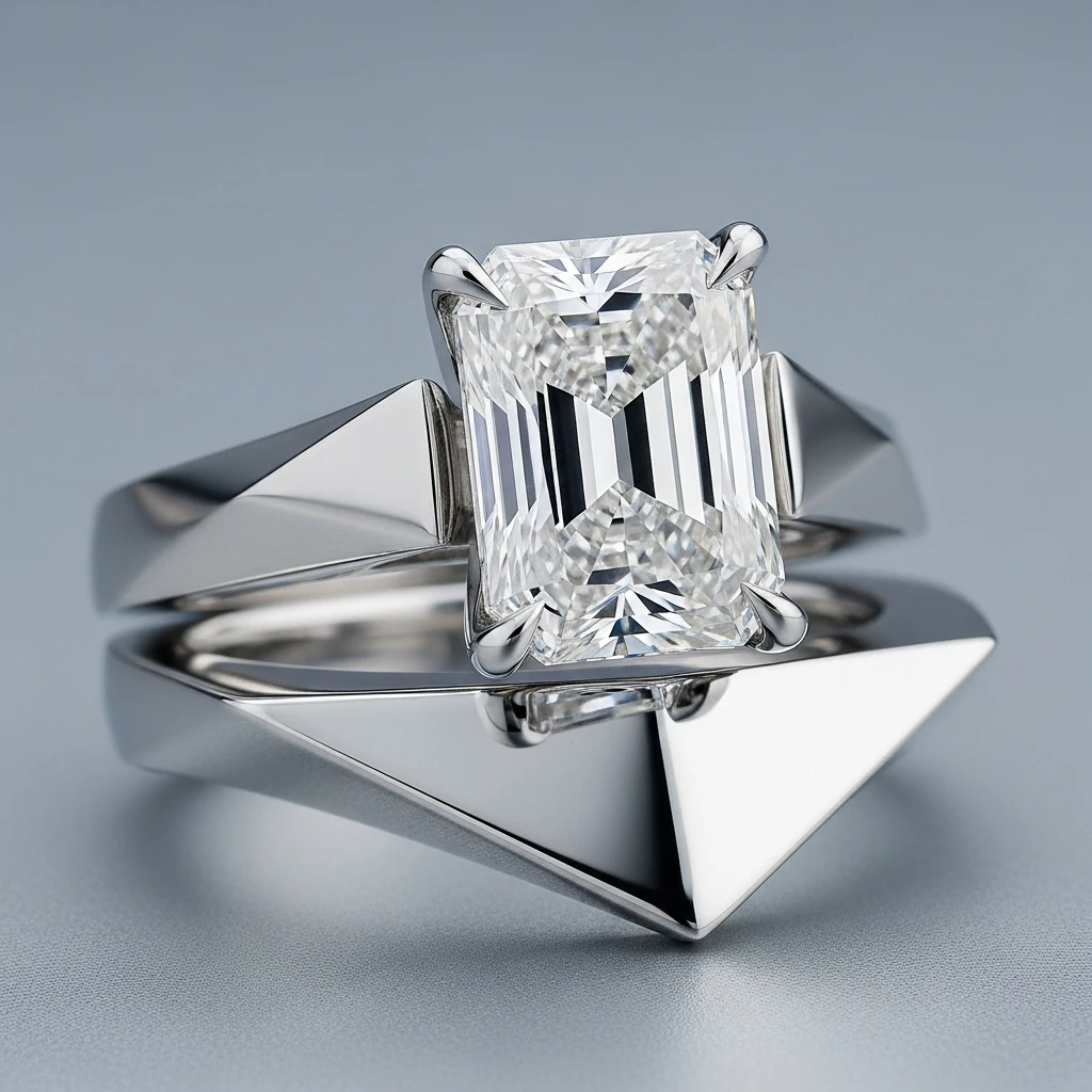 17 Radiant Cut Wedding Ring Sets to Love 13 modern geometric radiant cut set