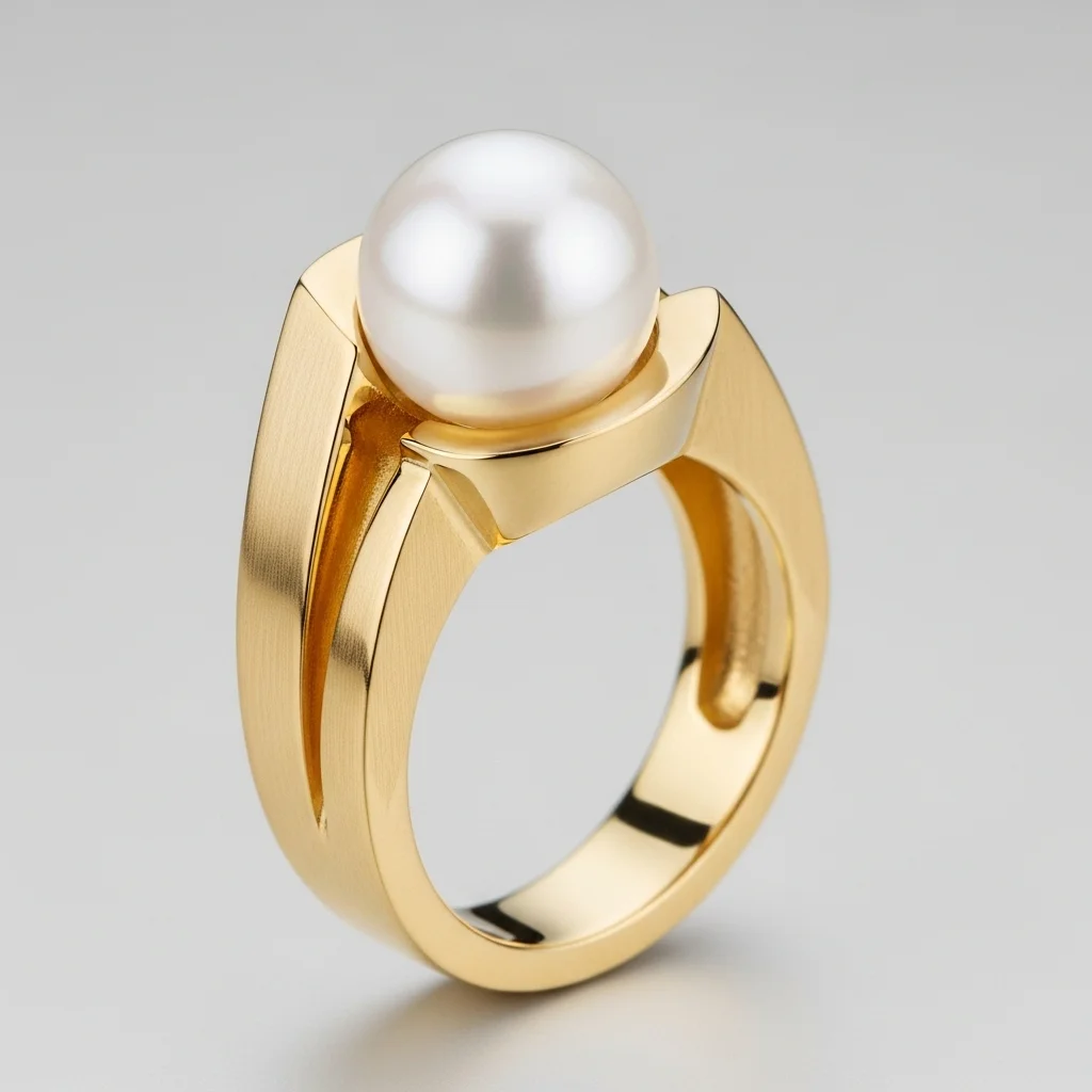 15 Elegant Pearl Wedding Rings to Adore 6 modern pearl and gold ring