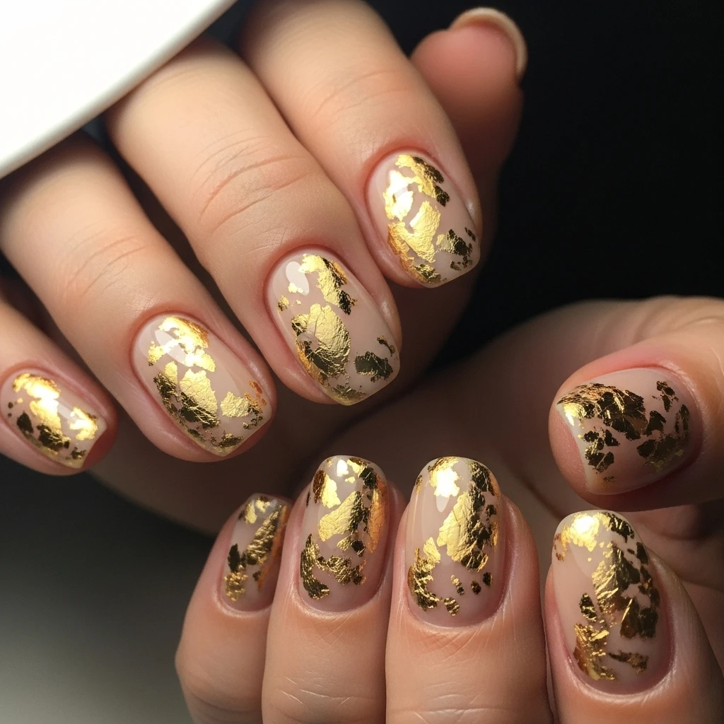 neutral beige with gold foil accents