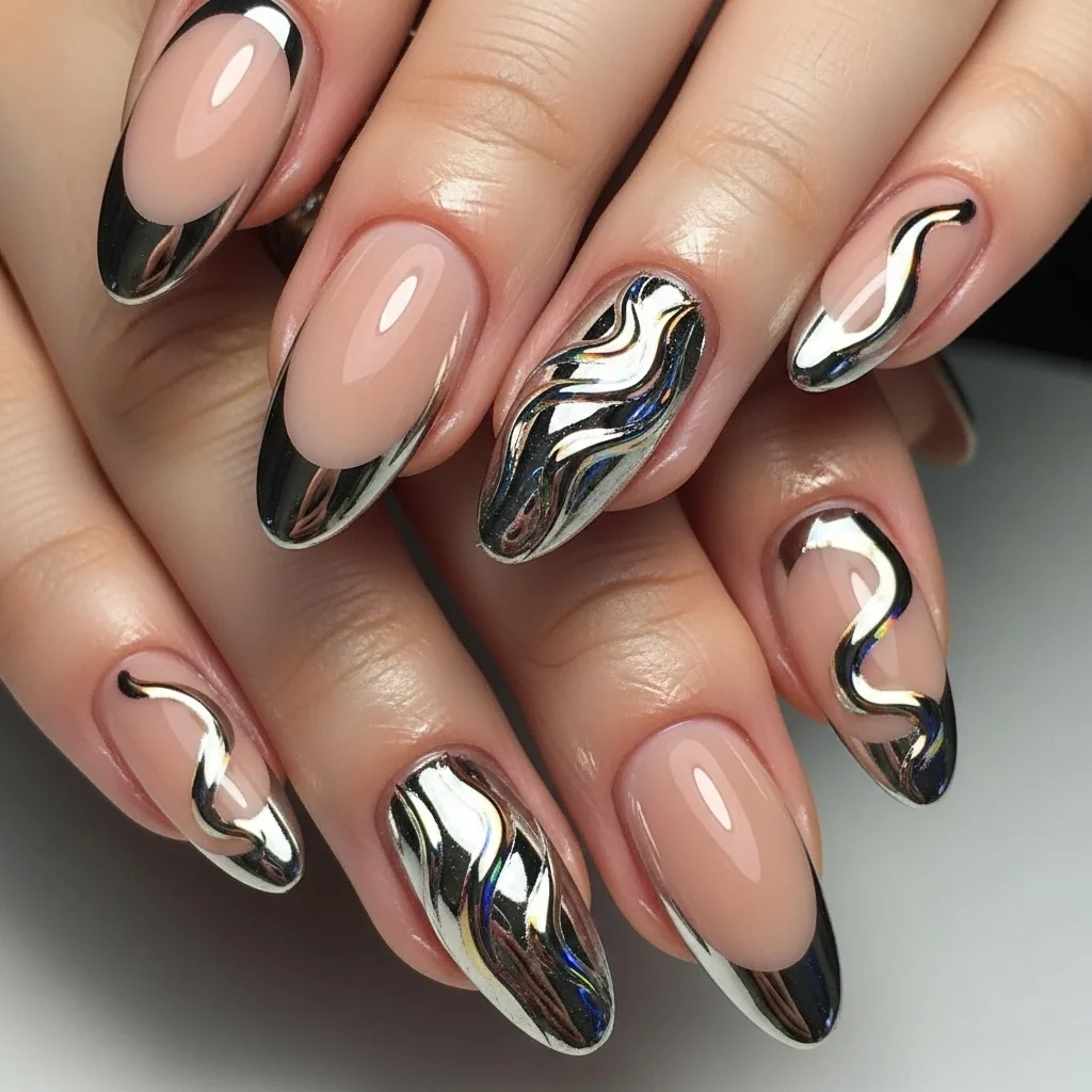 nude with chrome accents