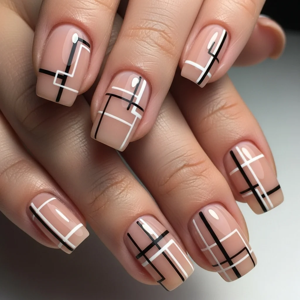 nude with geometric shapes
