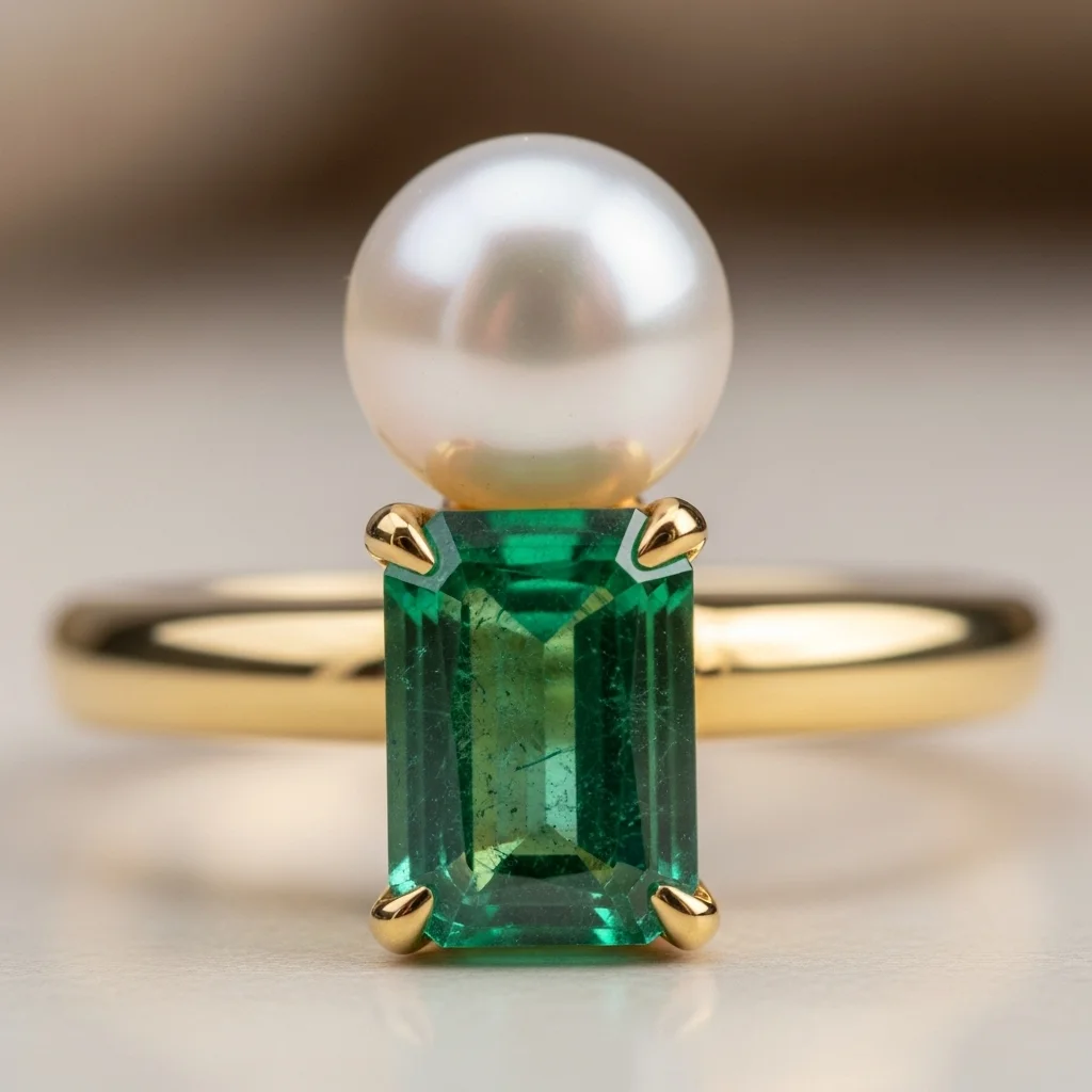 15 Elegant Pearl Wedding Rings to Adore 12 pearl and emerald ring
