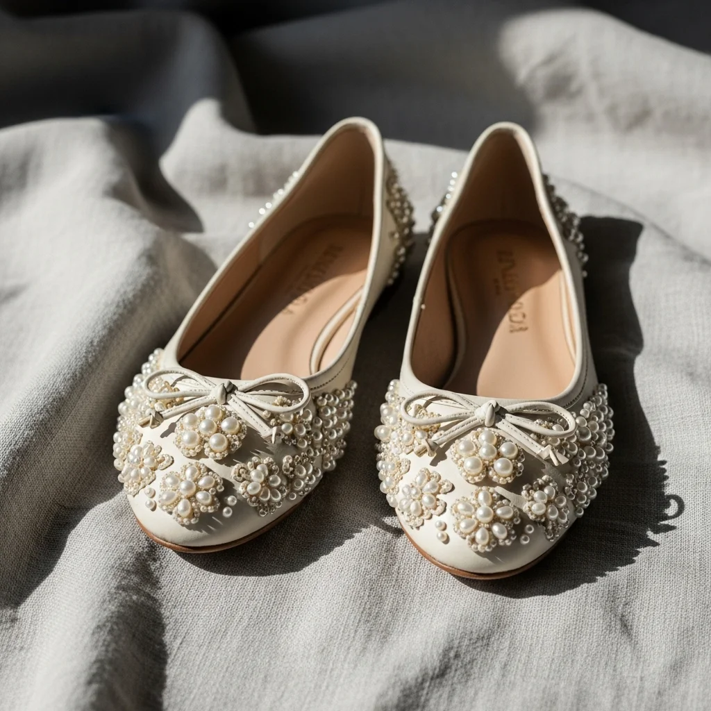 pearl embroidered flats