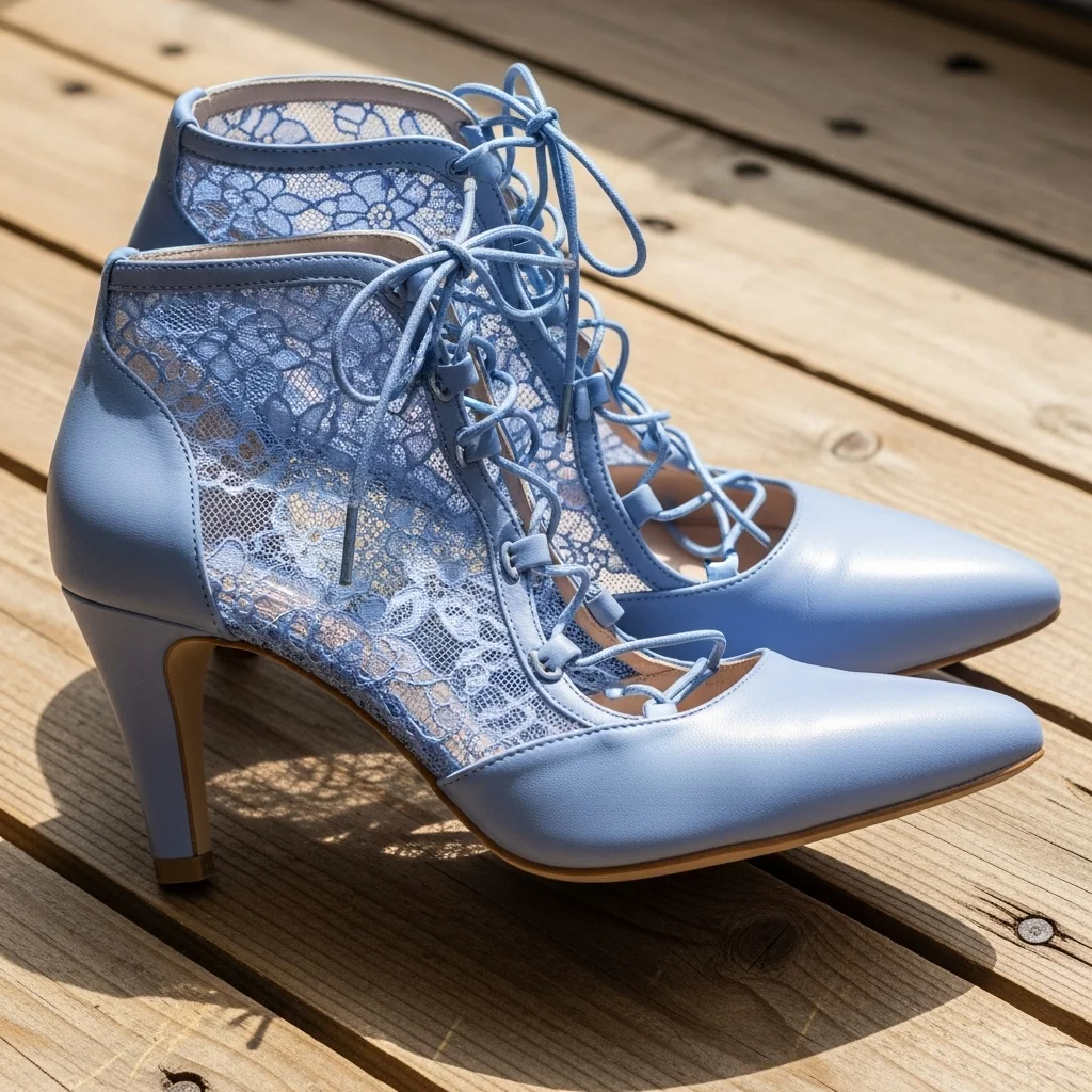 periwinkle blue lace up heels