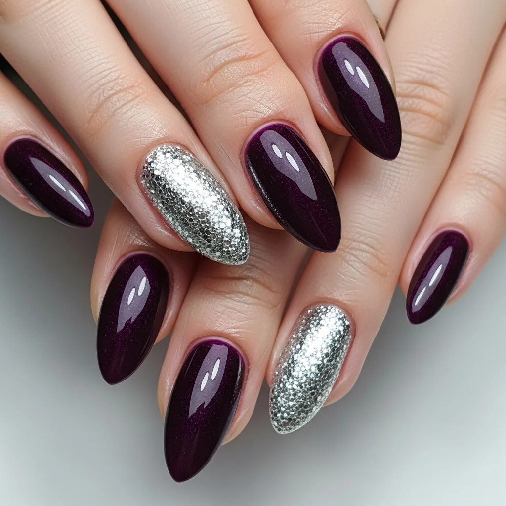 Top 15 Purple Nail Designs to Inspire Your Next Manicure 13 purple and silver combination