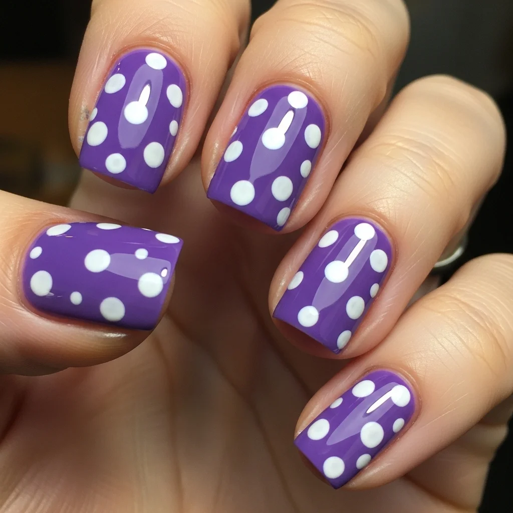 Top 15 Purple Nail Designs to Inspire Your Next Manicure 16 purple and white polka dots