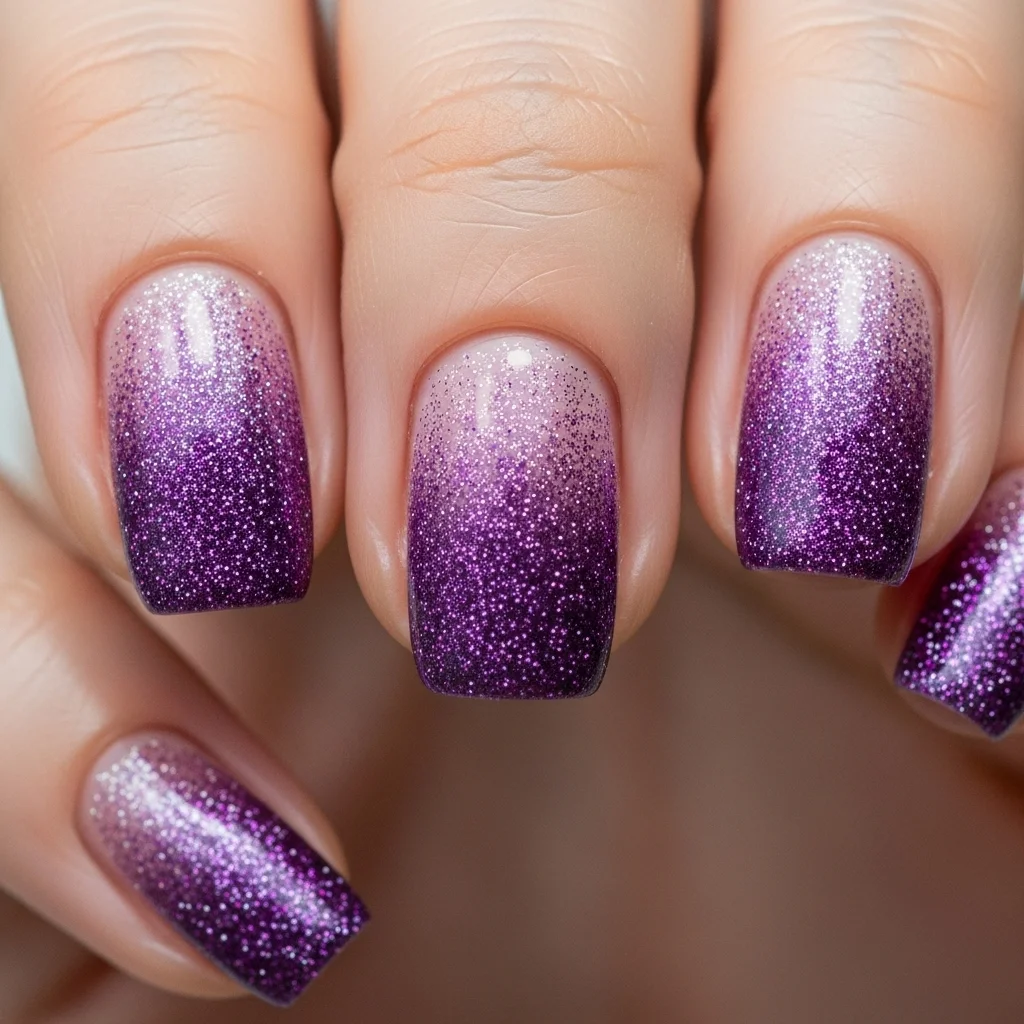 Top 15 Purple Nail Designs to Inspire Your Next Manicure 12 purple glitter gradient