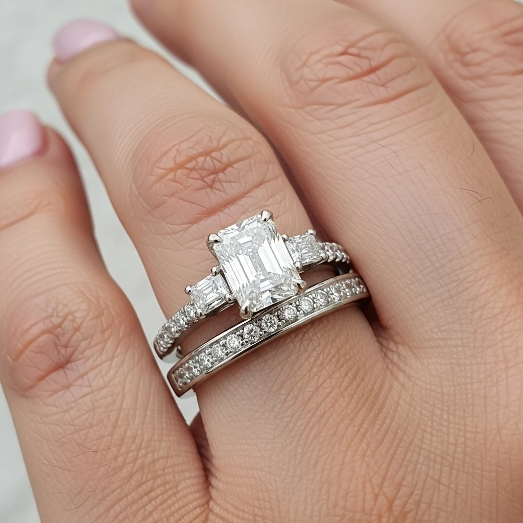 17 Radiant Cut Wedding Ring Sets to Love 7 radiant cut with accents ring set