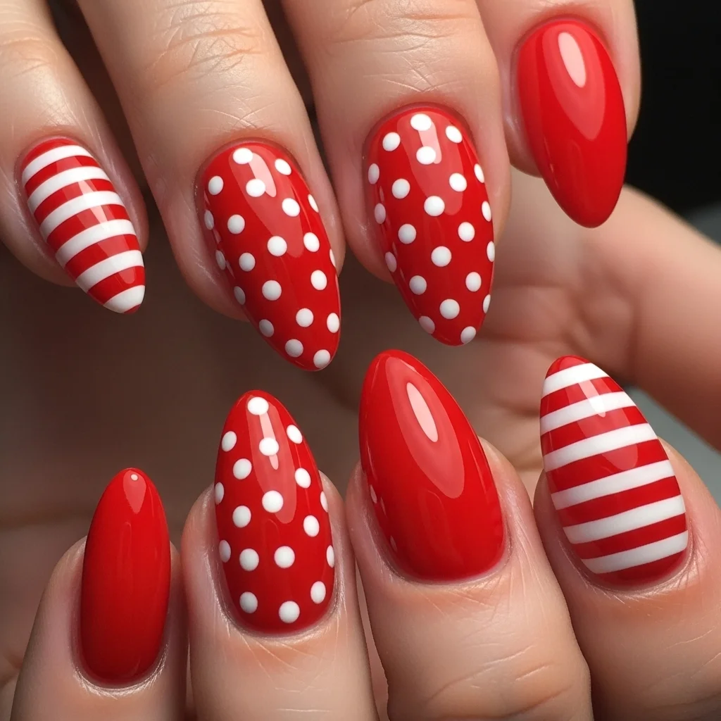 red and white nails