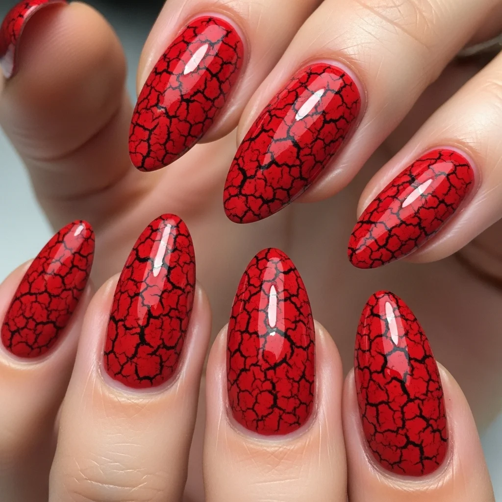 red crackle nails