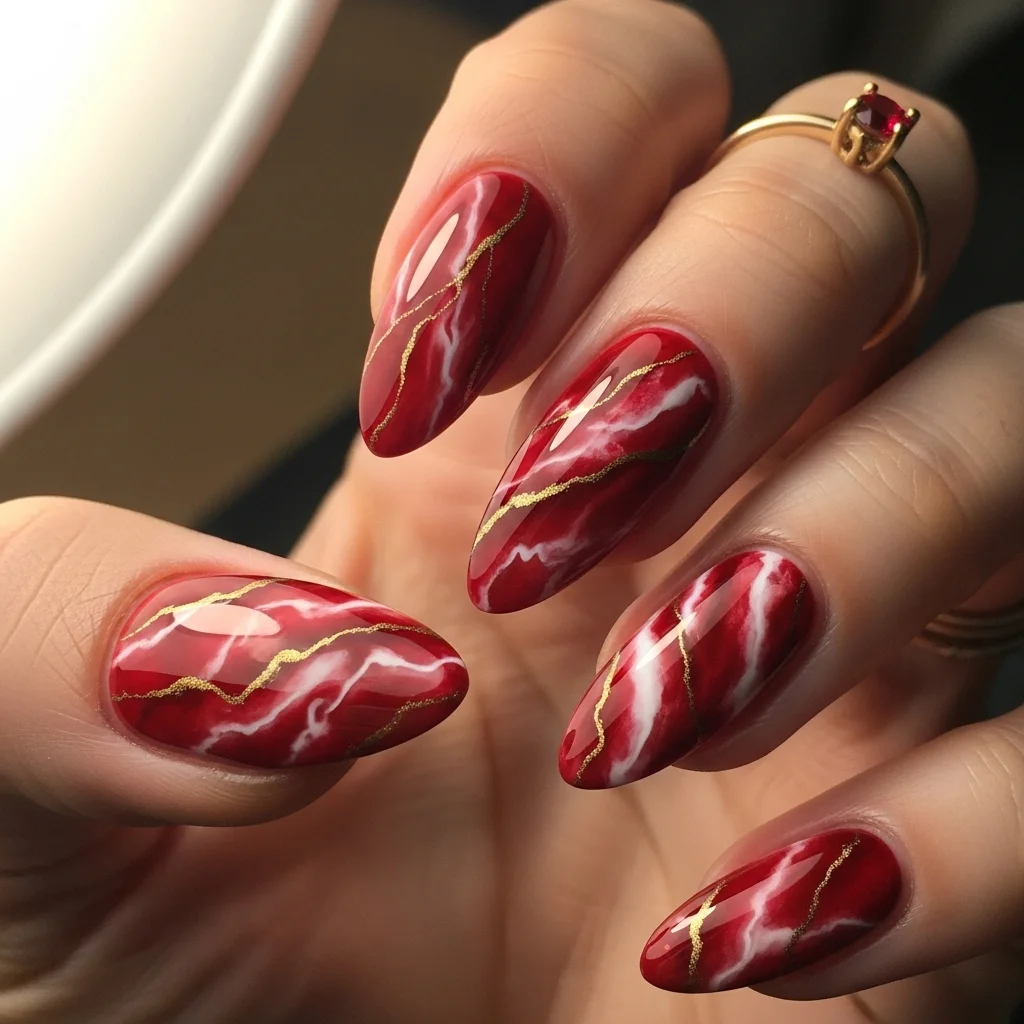 red marble nails