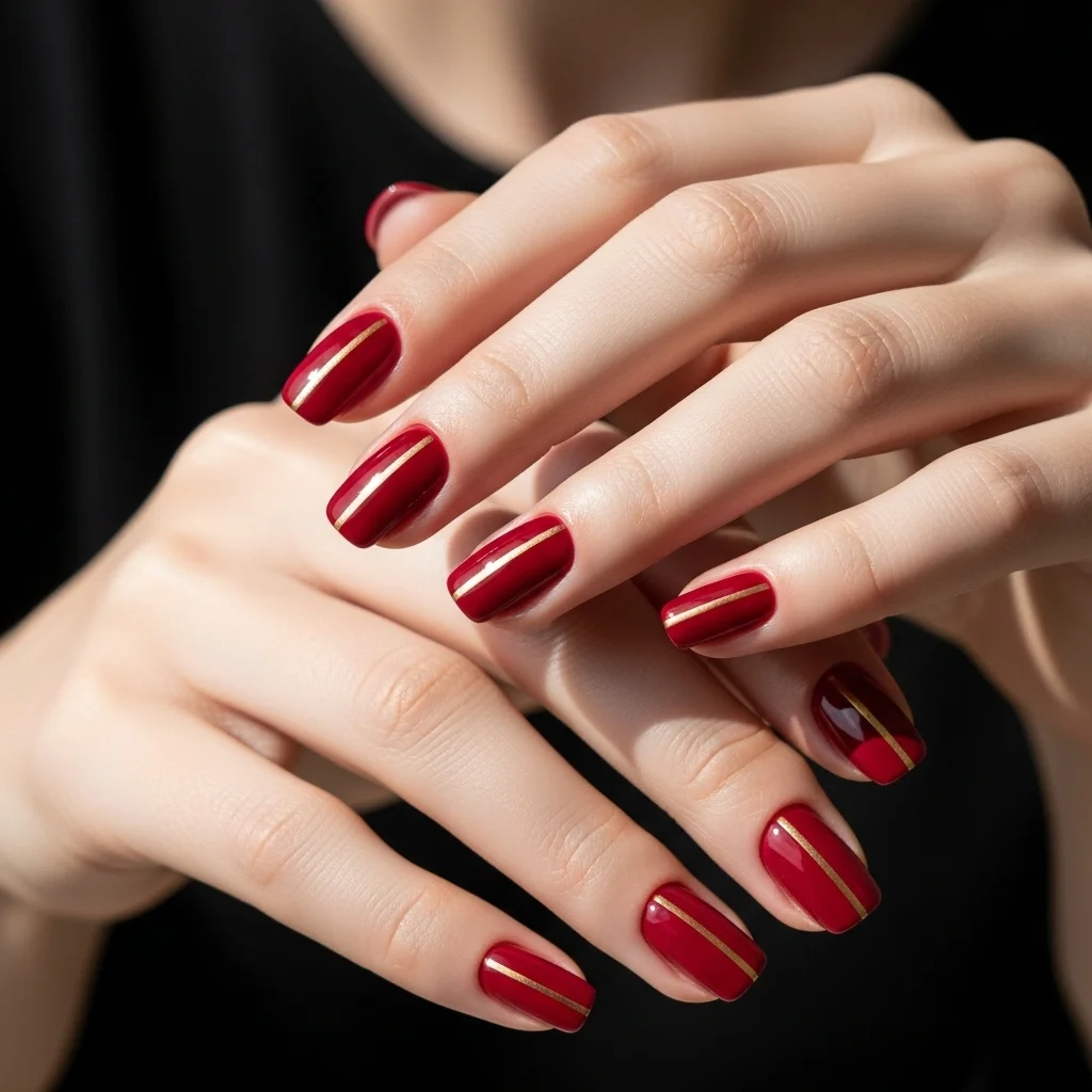 red with gold accents