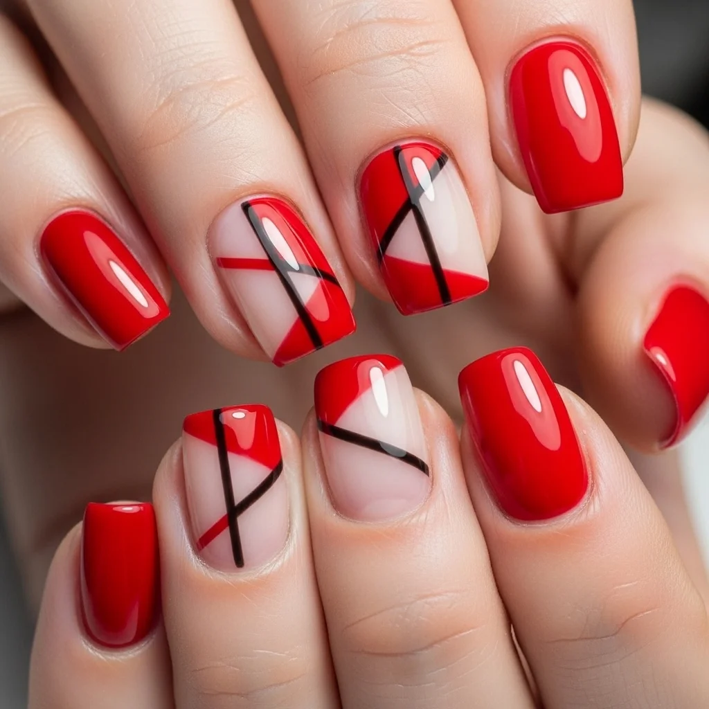 red with negative space