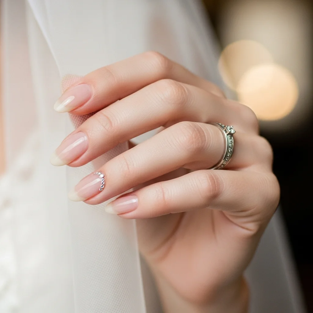 rhinestone dot accent at cuticle