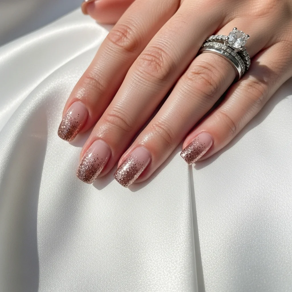 romantic rose gold glitter ombre
