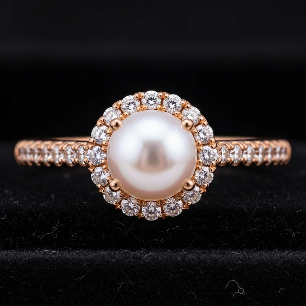 15 Elegant Pearl Wedding Rings to Adore 9 rose gold pearl and diamond ring