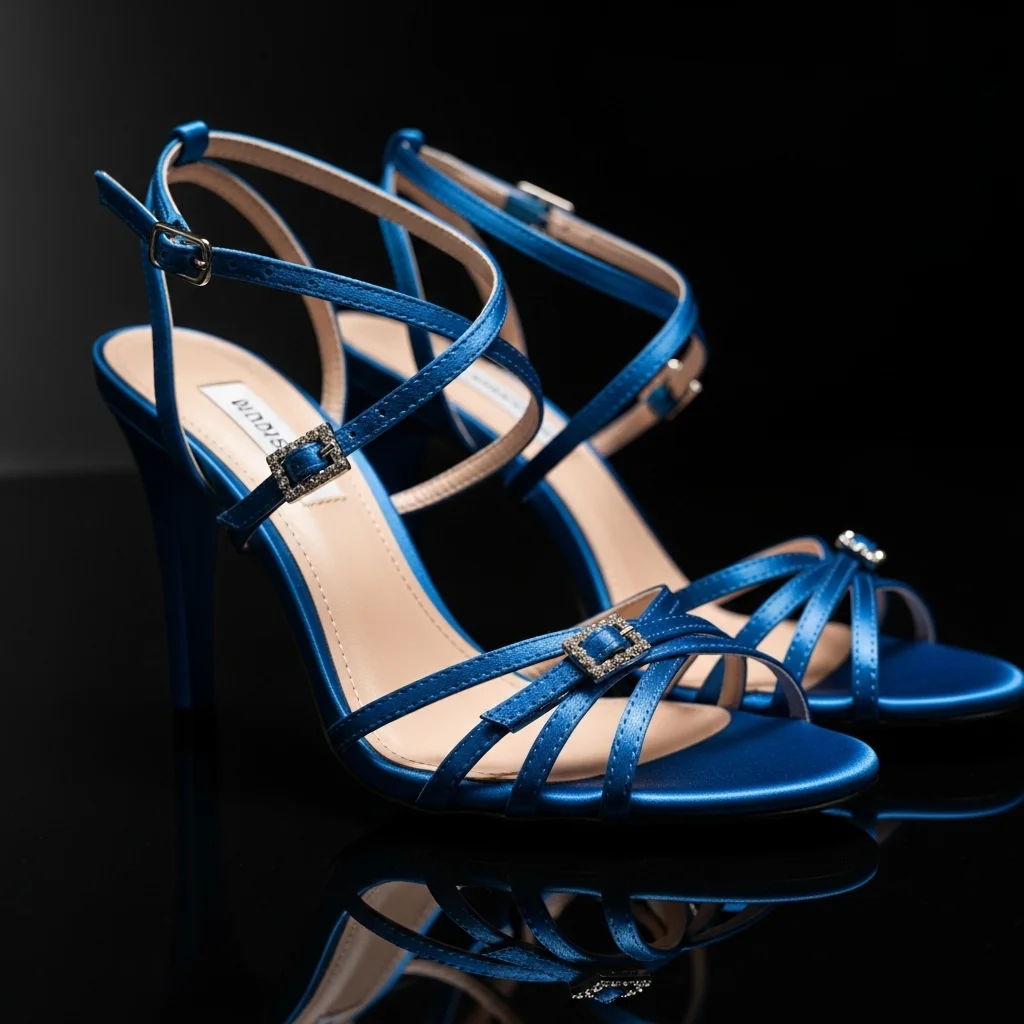 sapphire blue strappy heels