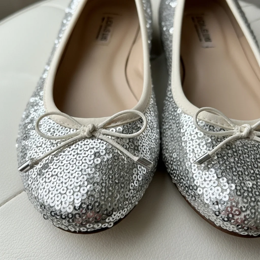 sequined ballerina flats