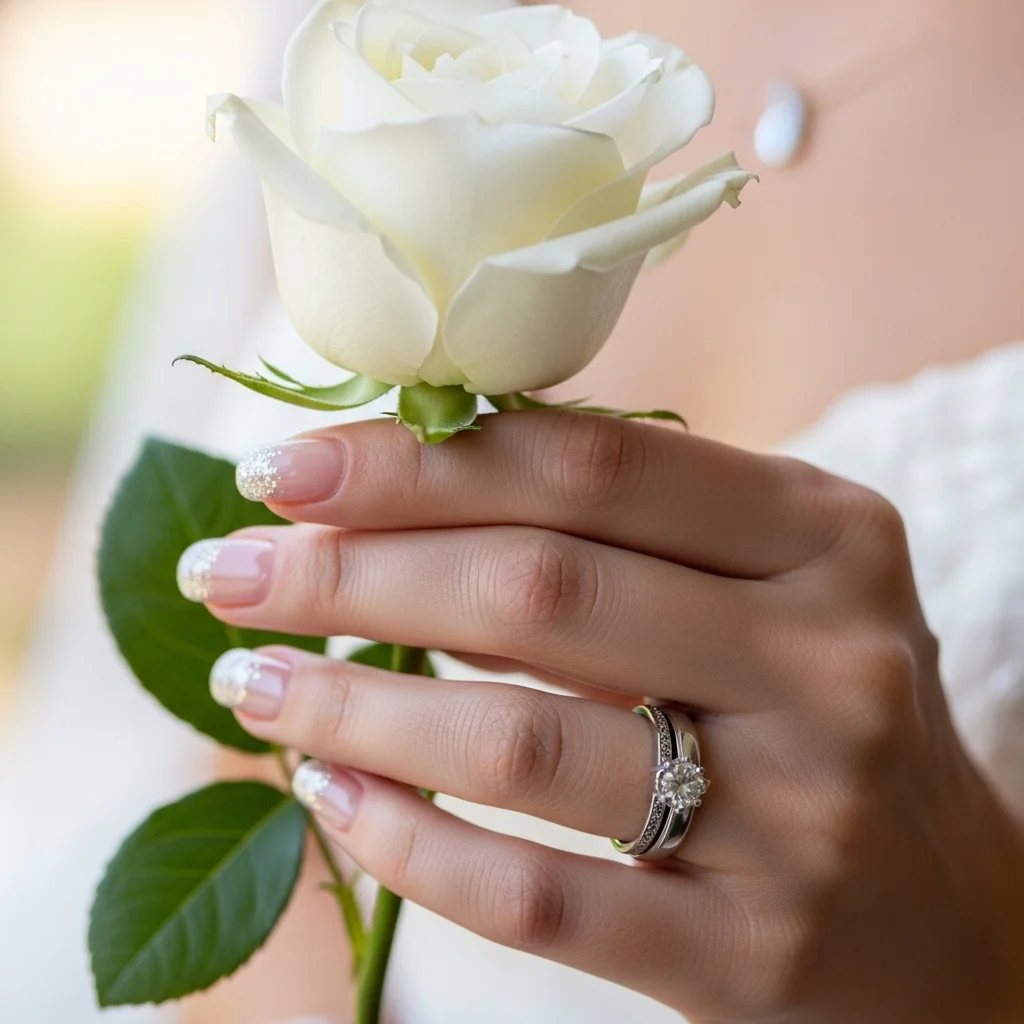 23 Dazzling Wedding Nails Ideas for Brides: Your Ultimate Bridal Sparkle Guide 5 silver micro glitter tips
