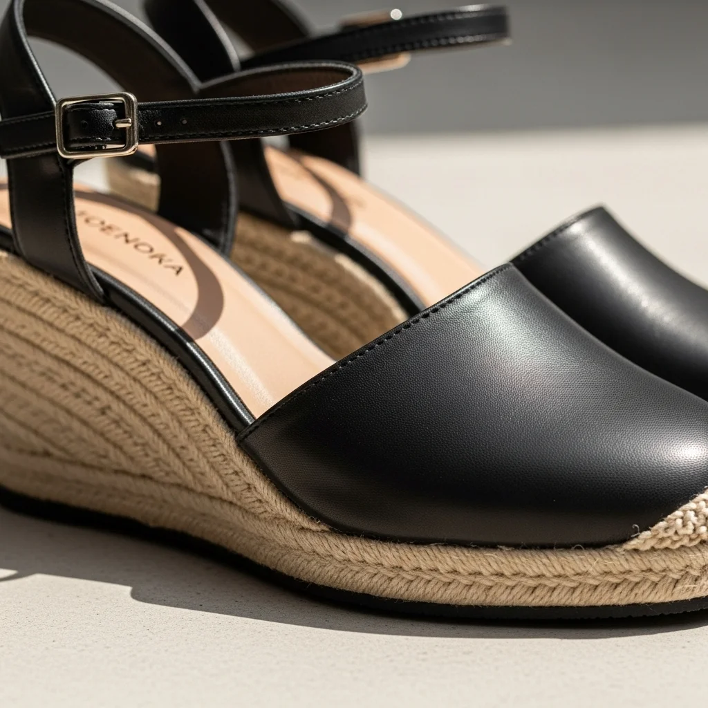 sleek leather wedge espadrilles