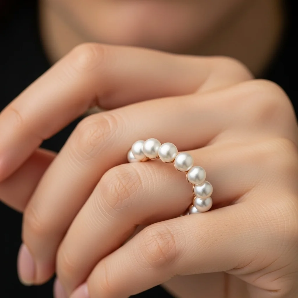 15 Elegant Pearl Wedding Rings to Adore 4 south sea pearl eternity band