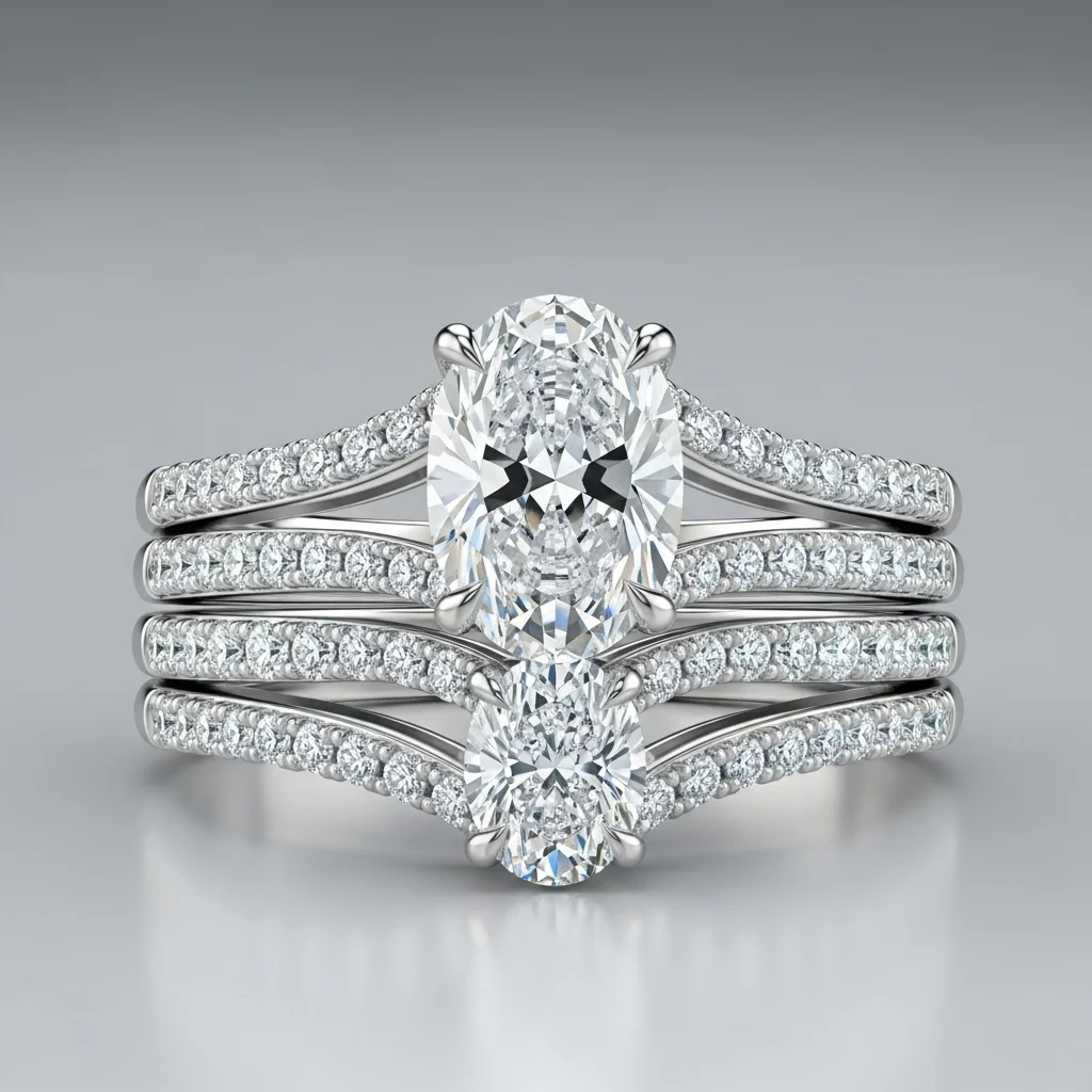 17 Oval Engagement Rings with Wedding Bands: Perfect Matches 6 split shank with a matching band