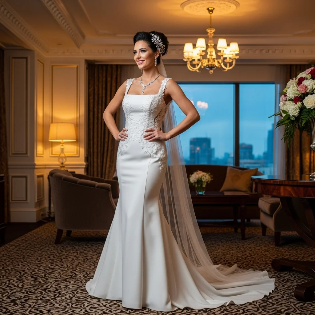 13 Square Neck Wedding Dresses to Make You Shine 9 square neck mermaid gown