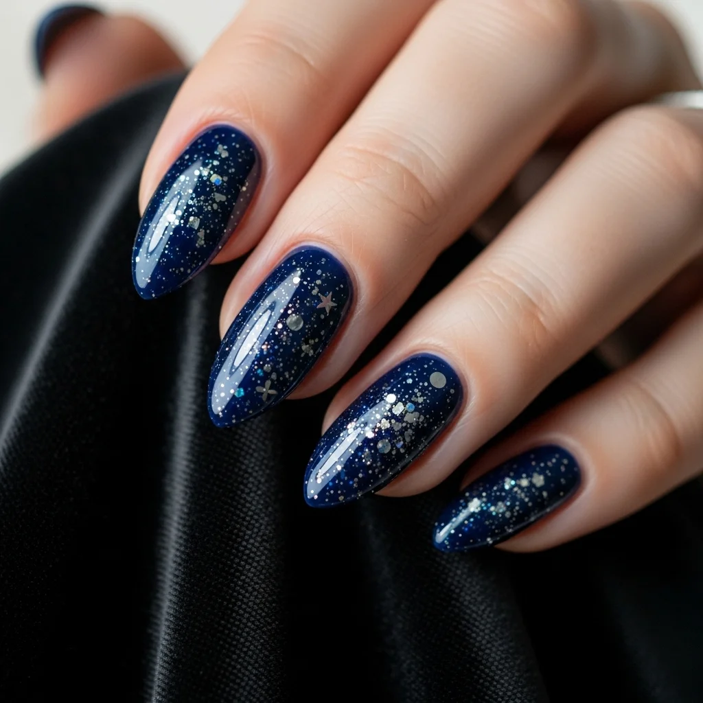 23 Dazzling Wedding Nails Ideas for Brides: Your Ultimate Bridal Sparkle Guide 15 starry night glitter