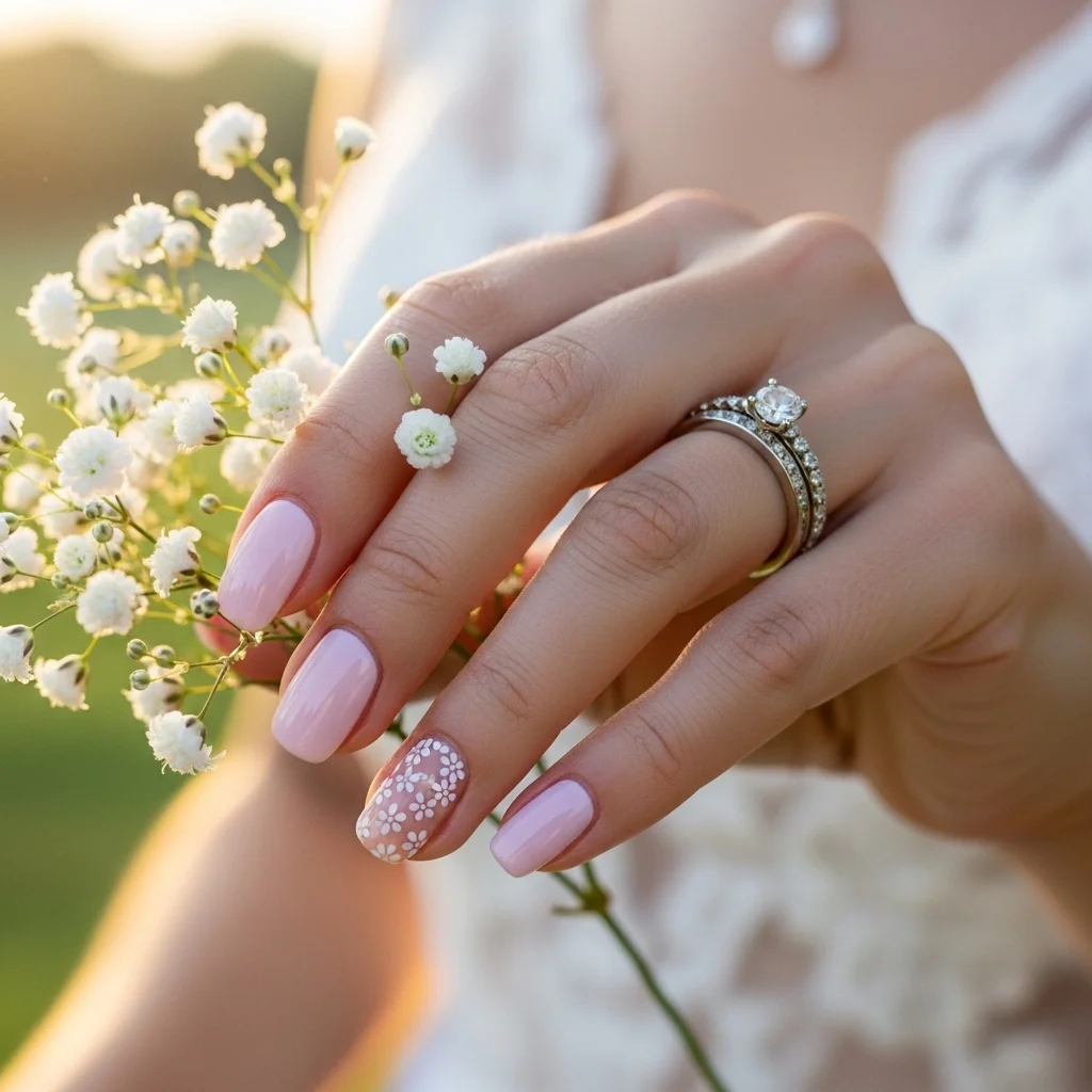 subtle floral nail art