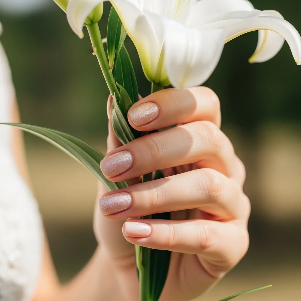 23 Dazzling Wedding Nails Ideas for Brides: Your Ultimate Bridal Sparkle Guide 20 subtle glitter dust on neutral base